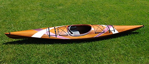 Wooden Boat USA Wooden Kayak with 2 Stripes 15-Feet Natural Wood