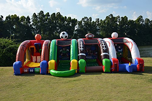 JumpOrange Inflatable Football Target Game with Blower and Foam Football