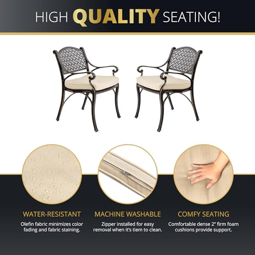 Kinger Home 5-Piece Cast Aluminum Outdoor Dining Set with Cushions, Oil-Rubbed Bronze