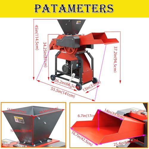 HQHAOTWU 4-Blade Hay Cutter and Kneading Machine Red