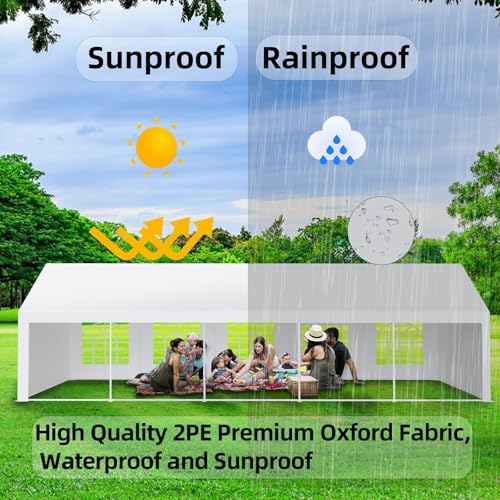 GarveeLife 20'x40' Heavy Duty Outdoor Party Tent with Removable Sidewalls and Waterproof Canopy White