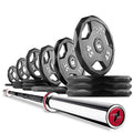 XMark Black Diamond Olympic Barbell 365 lb Set with Crowbar 7' Olympic Bar