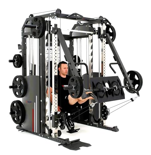 MiM USA Hercules Pro Commercial Smith Machine Functional Trainer Power Rack Black