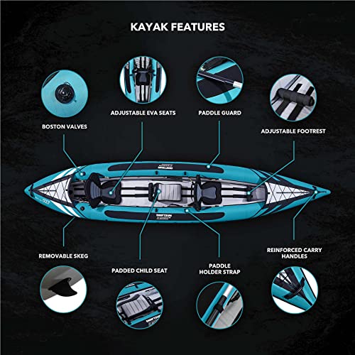 Driftsun Almanor 146 Inflatable Touring Kayak Blue - 2 Person + 1 Child