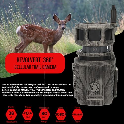 Stealth Cam Revolver 36MP 360-Degree Cellular Trail Camera Bundle (6-Pack) with Accessories
