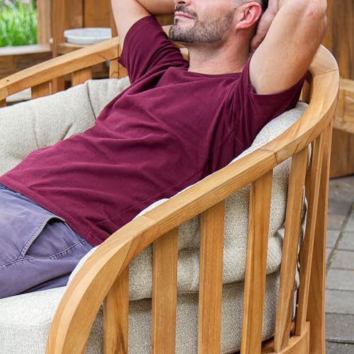 Cambridge Casual Barnese Teak Wood Outdoor Lounge Chair Natural Teak / Tan Cushion