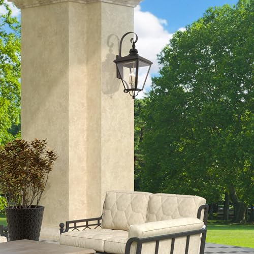 Livex 27374-04 Adams 4 Light Outdoor Wall Lantern Black/Brushed Nickel
