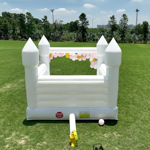 awesmflate White Commercial Grade Bounce House with Blower 13x11.5x10ft