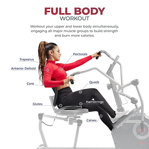 Sunny Health & Fitness Elite Recumbent Cross Trainer & Elliptical Machine Grey