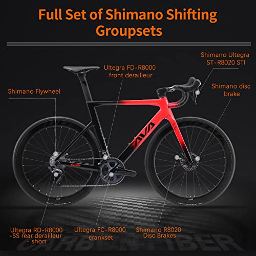 SAVADECK Carbon Fiber Road Bike ULTEGRA R8000 R8020 Disc Brake Thru Axle System Black White