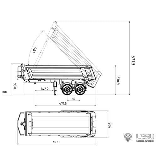 TOUCAN RC HOBBY LESU Metal Hydraulic Dumper Trailer Pump for 1/14 Tractor Truck Gray