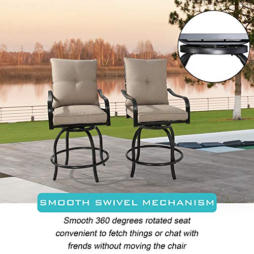 PATIO TREE Outdoor Counter Height Bar Stools Set of 6 Black