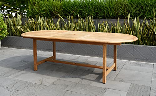 Amazonia Coventry 9-Piece Oval Patio Dining Set Certified Teak Light Brown