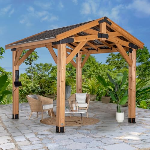 Backyard Discovery Norwood 10x10 Cedar Wood Gazebo Pavilion Light Brown