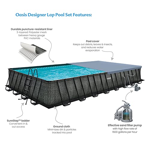 Funsicle Oasis Designer Above Ground Swimming Pool Set Dark Herringbone Gray