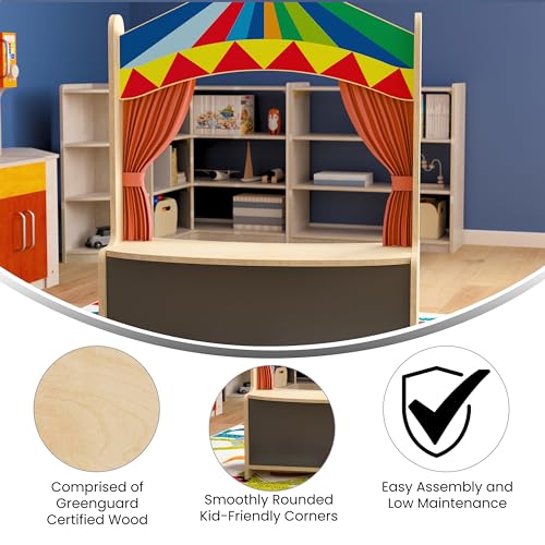 Classroom Essentials Wooden Puppet Theater with Chalkboard Beech