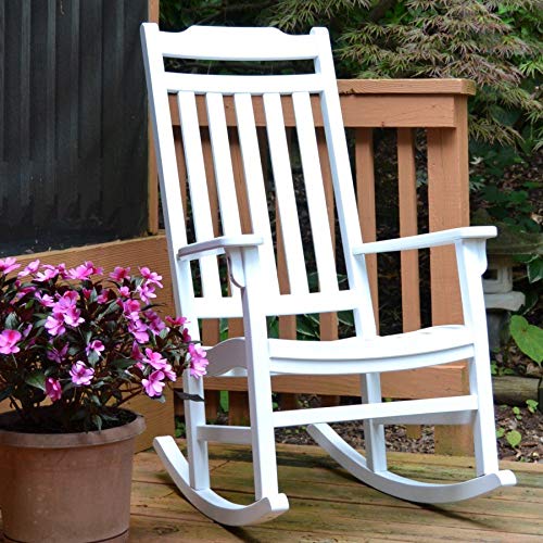 World's Finest Rocker Outdoor Rocking Chair Set of 2 with Side Table - White