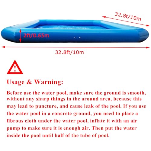 HQHAOTWU Inflatable Family Swimming Pool 8x8x0.65m with Blower Blue