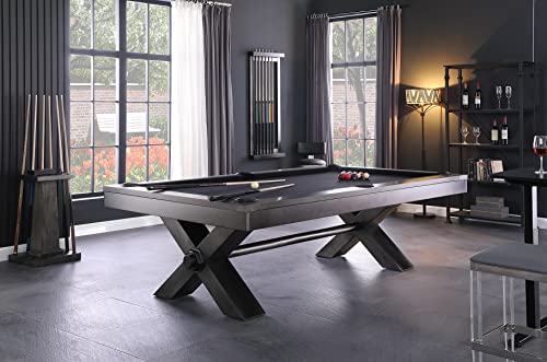 Empire USA Plank & Hide - Vox Billiard Pool Table Charcoal Powder Coat with Electric Blue