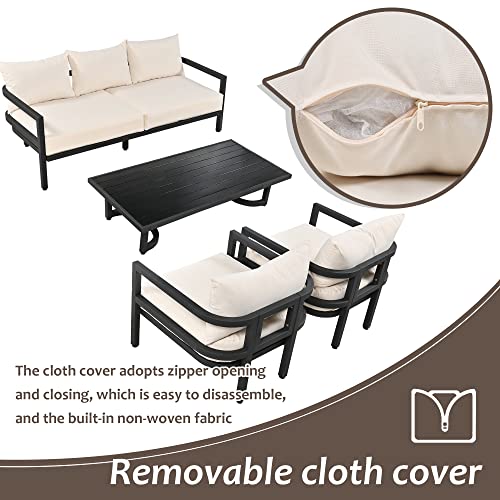 Miscoos Outdoor Patio Furniture Sofa Set 4-Piece Style 1 White