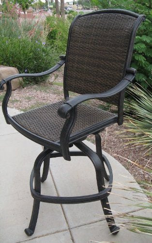 Patio Land Outdoor Living Santa Clara 6pc Outdoor Patio Set with Swivel Barstools Dark Bronze