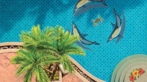 Custom Mosaics, Inc. Common Dolphin Porcelain Pool Mosaic 42" x 26