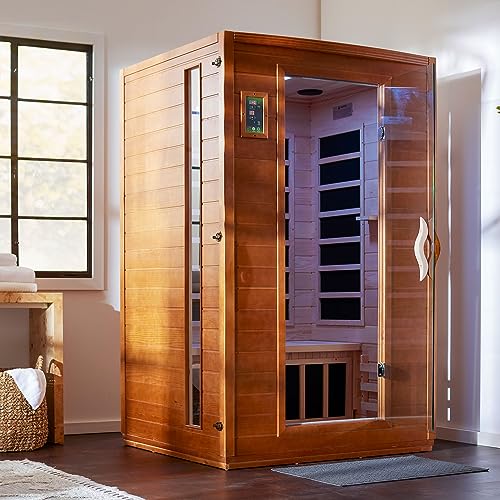 Dynamic Saunas Andora 2 Person Low EMF Infrared Therapy Sauna Dark Honey Stain