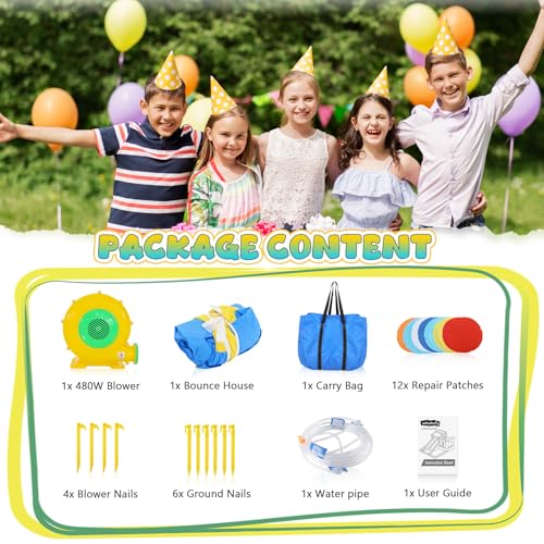 Whubefy Kids Bounce House Inflatable Water Park with Blower