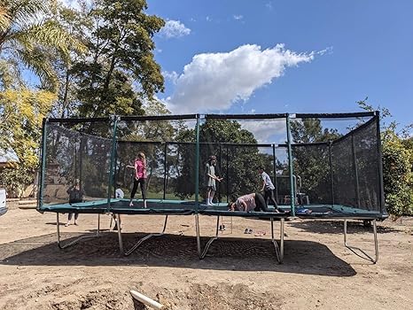 Galactic Xtreme Rectangle Trampoline 13x23 with Net Black and Green