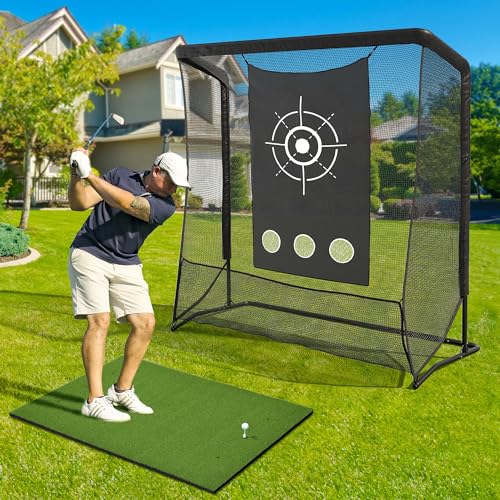 DWVO Golf Hitting Net with Steel Frame Black