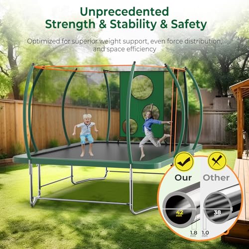 Tatub 8x14 Ft Rectangle Trampoline with Net Green