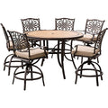 Hanover Monaco 7-Piece Outdoor Patio High-Dining Set Tan