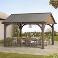 SummerCove Hardtop Gazebo 12x14 ft Brown Cedar Wood Frame