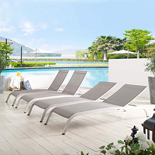 Modway Savannah Chaise Set with Four Lounge Chairs Grey