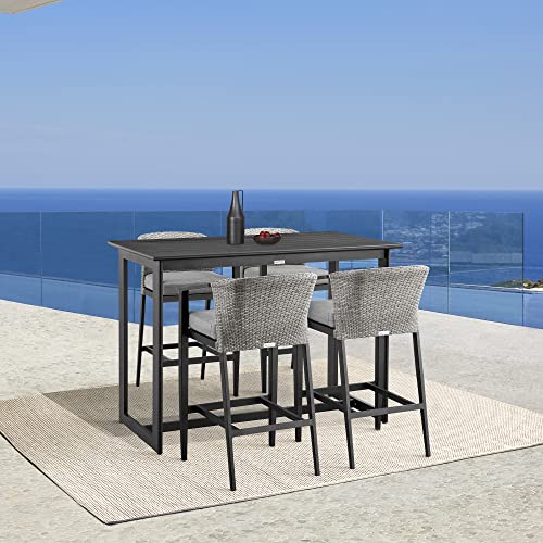 Armen Living Aileen Modern Patio Counter Chair Bar Stool Black