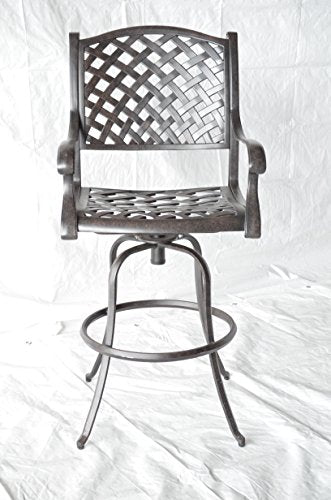 Patio Land OutDoor Living Nassau Outdoor Patio Swivel Barstools 24" High Cast Aluminum Dark Bronze