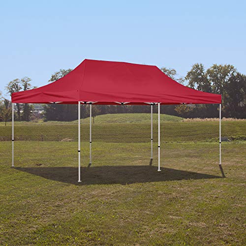 Vispronet 10x20 Instant Canopy Tent with Side Walls – Commercial Grade Steel Frame, Water-Resistant Top, Bonus Bag & Stake Kit Red