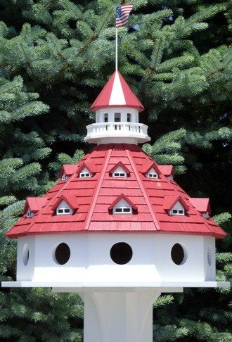 CC Outdoor Living 27" Red and White Hotel California Purple Martin Post-Mount Birdhouse Red