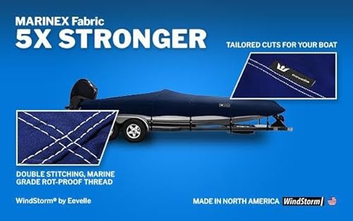 Eevelle Windstorm Bass Boat Cover Waterproof Marine Grade Polyester Black