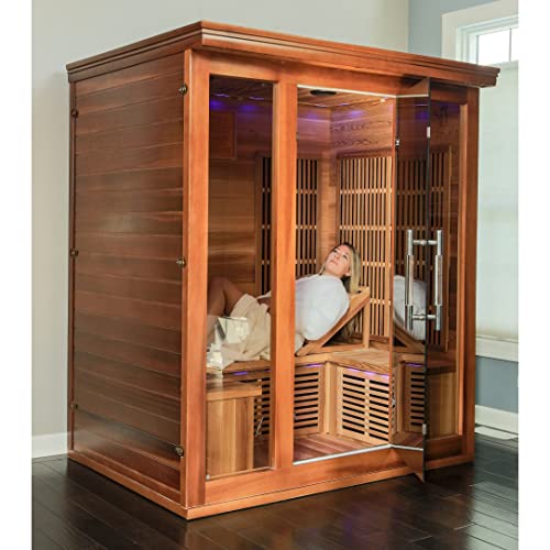 Blue Wave Radiant Saunas BSA1315 Cedar Elite 3-4 Person Infrared Sauna Wood