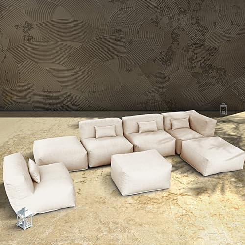 OPEAK 7PC Alassio Outdoor Patio Furniture Set Light Beige