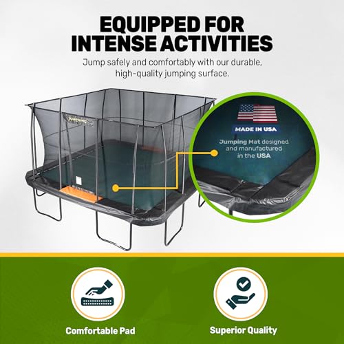 JumpKing Pro-Series 13'x13' Square Trampoline with Enclosure Net Black