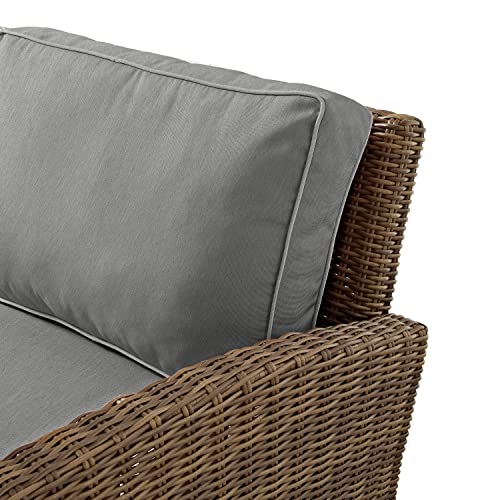 Crosley Furniture Bradenton 2-Piece Outdoor Chair Set Brown with Gray Cushions
