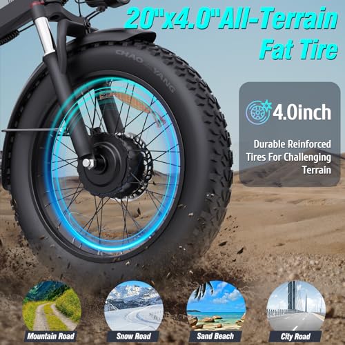 Bopzin Folding Electric Bike for Adults - Dual Motor 2000W 31MPH Ebike 20''-2000W 48V 23AH -Foldable