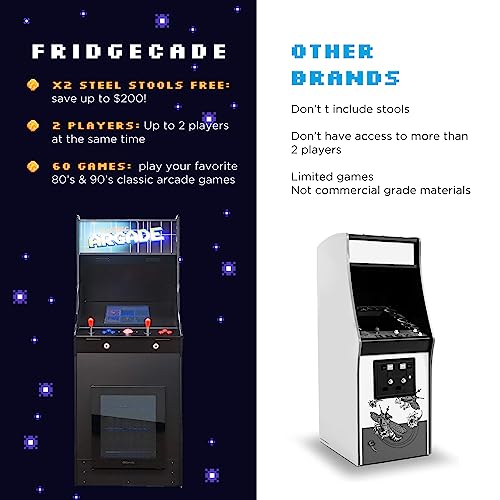 Creative Outdoor Distributor Stand-Up Arcade Machine 2-Player 60 Games with Fridge & Stools