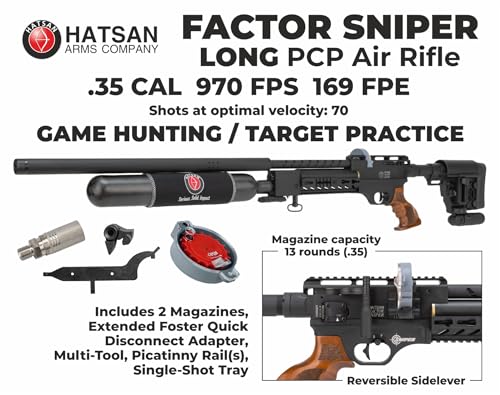 Wearable4U Hatsan Factor Sniper Long .35 Caliber PCP Air Rifle Bundle with Pellets and Targets
