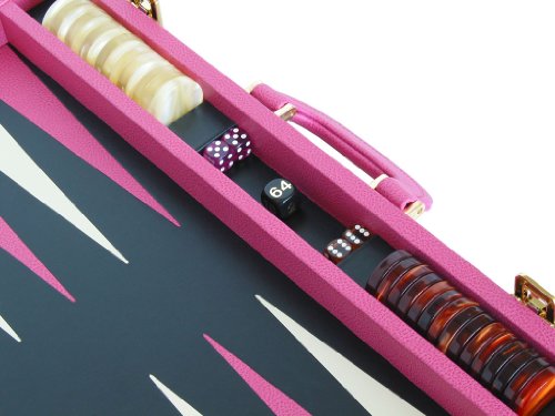 Zaza & Sacci Leather Backgammon Set 20" Attache Case Pink