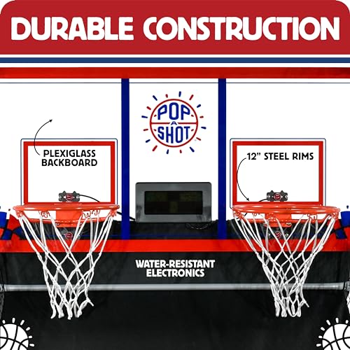 Pop-A-Shot Indoor/Outdoor Dual Shot Arcade Basketball Game Black