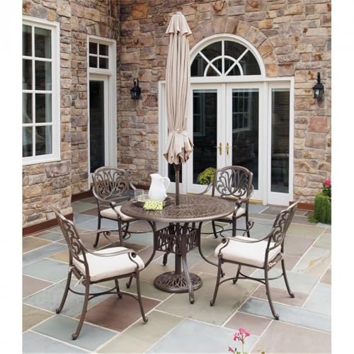Homestyles 5 Piece Outdoor Dining Set 48" Table Taupe