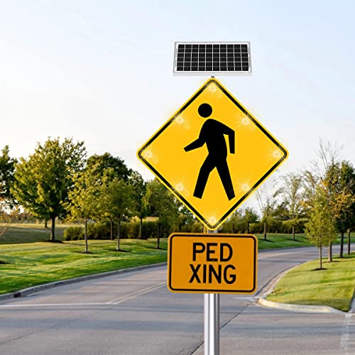 Generic 24" Solar Pedestrian Crossing Sign LED Yellow